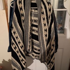 a.n.a Black and Cream Knit Cardigan